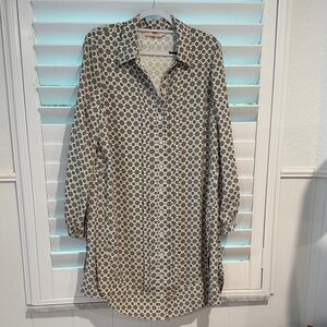 Tory Burch Polka Dot Long Sleeve Dress - Brown and White
